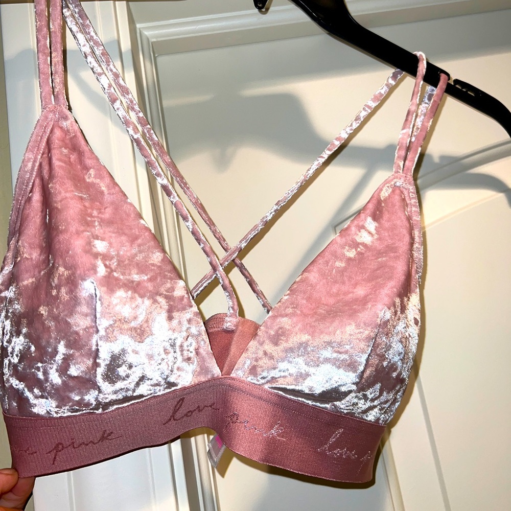 Victoria's Secret pink velour bralette small dress fits 32dd and 34dd